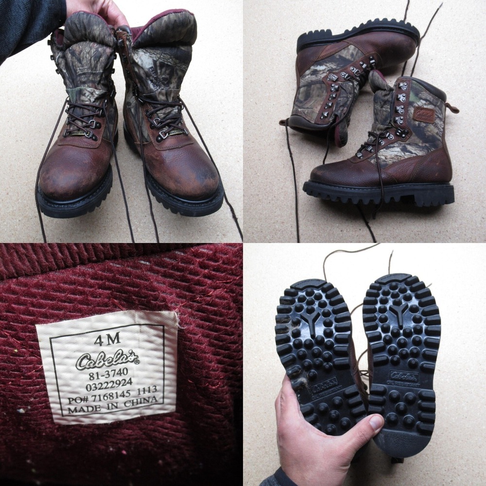 Cabelas GoreTex Boots 4M Youth 5.5 Women Brown Camo Leather Waterproof Hunting